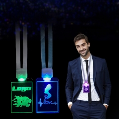 Remote control colorful acrylic light listing bar KTV work card luminous name badge LED flash rope hanging