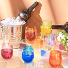 16 oz Multicolor Reusable Plastic Stemless Wine Tumbler