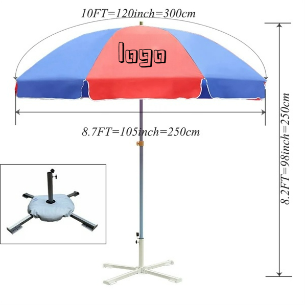 10Ft Portable Advertising Sunshade Umbrella With Crossbase