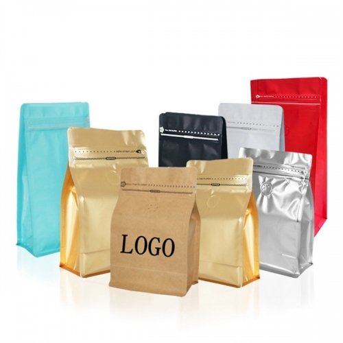 Stand Up Coffee Bag,Flat Bottom Pouch with Air Release Valve