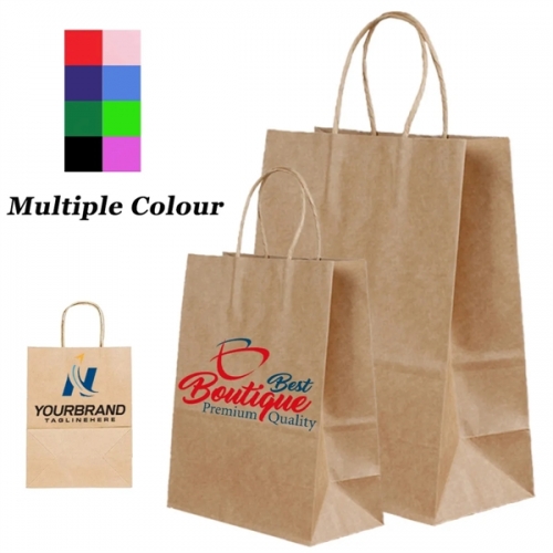 2 Sizes Reusable Multiple Color Kraft Paper Tote Bag