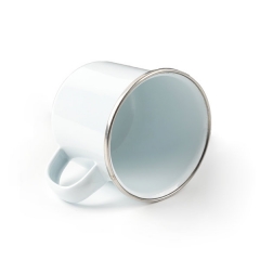 Promo 8 oz. Enamel Mug With Silver Rim