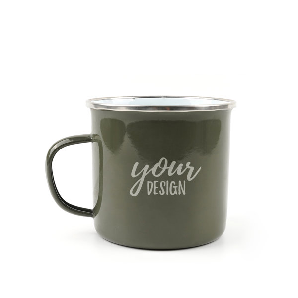 Custom 22 oz. Enamel Mug With Silver Rim