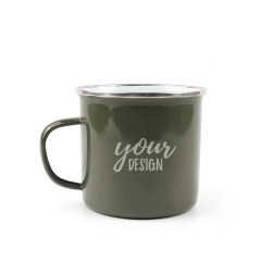 Custom 22 oz. Enamel Mug With Silver Rim