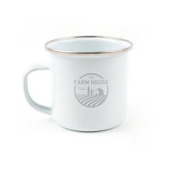 Promo 8 oz. Enamel Mug With Silver Rim
