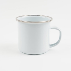 Promo 8 oz. Enamel Mug With Silver Rim
