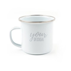 Promo 8 oz. Enamel Mug With Silver Rim