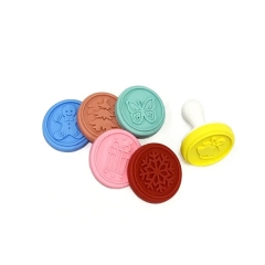 Set of 6 Colorful Silicone Cookie Stamp Press