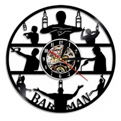 Whiskey bottle vinyl wall clock