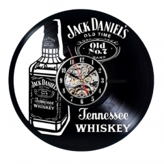 Whiskey bottle vinyl wall clock