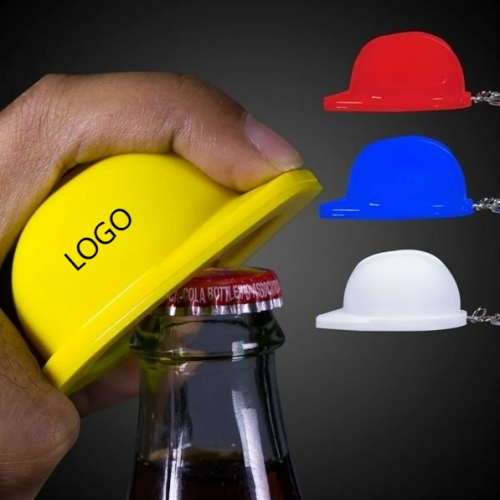 Plastic Construction Hat Bottle Opener Key Chain