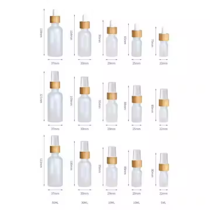 Bamboo Cap Essential Oil Glass Dropper Bottle