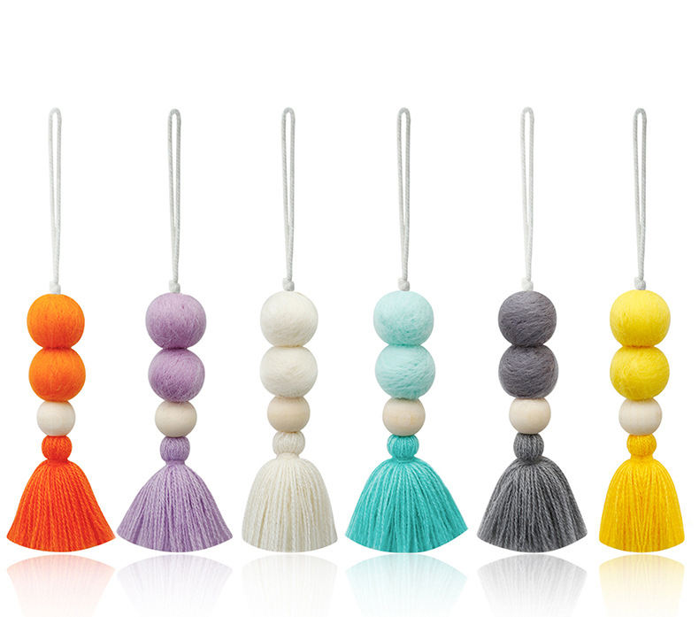 Boho Wool Felt & Wooden Bead Car Aromatherapy Diffuser