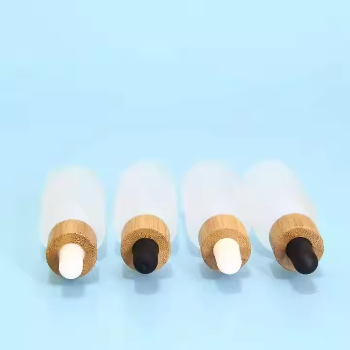 Bamboo Cap Essential Oil Glass Dropper Bottle