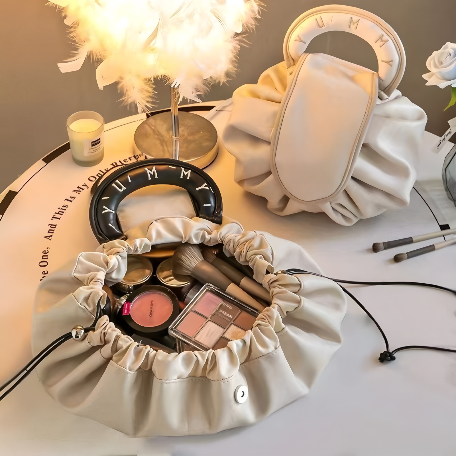 Drawstring Makeup Bag With Hand