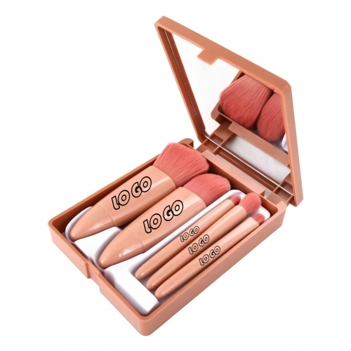 5 Pcs Makeup Brush Set With Mirror