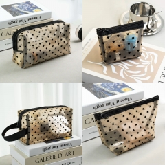 Heart Print Mesh Makeup Bag