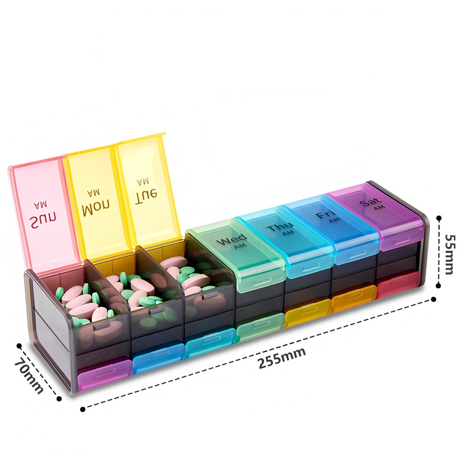 14 Grid Weekly Double Row Pill Case