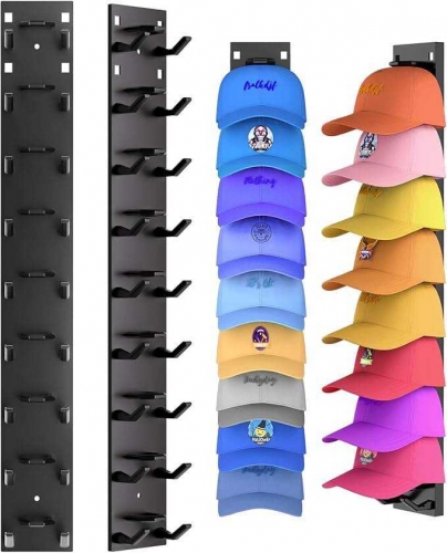 Wall-Mount Baseball Cap Organizer Rack