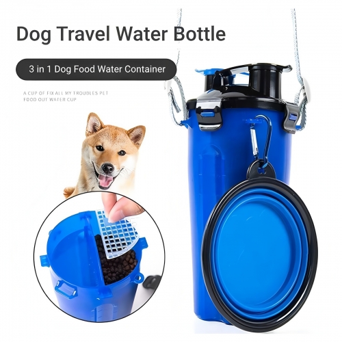 3-in-1 Portable Dog Travel Water & Food Container