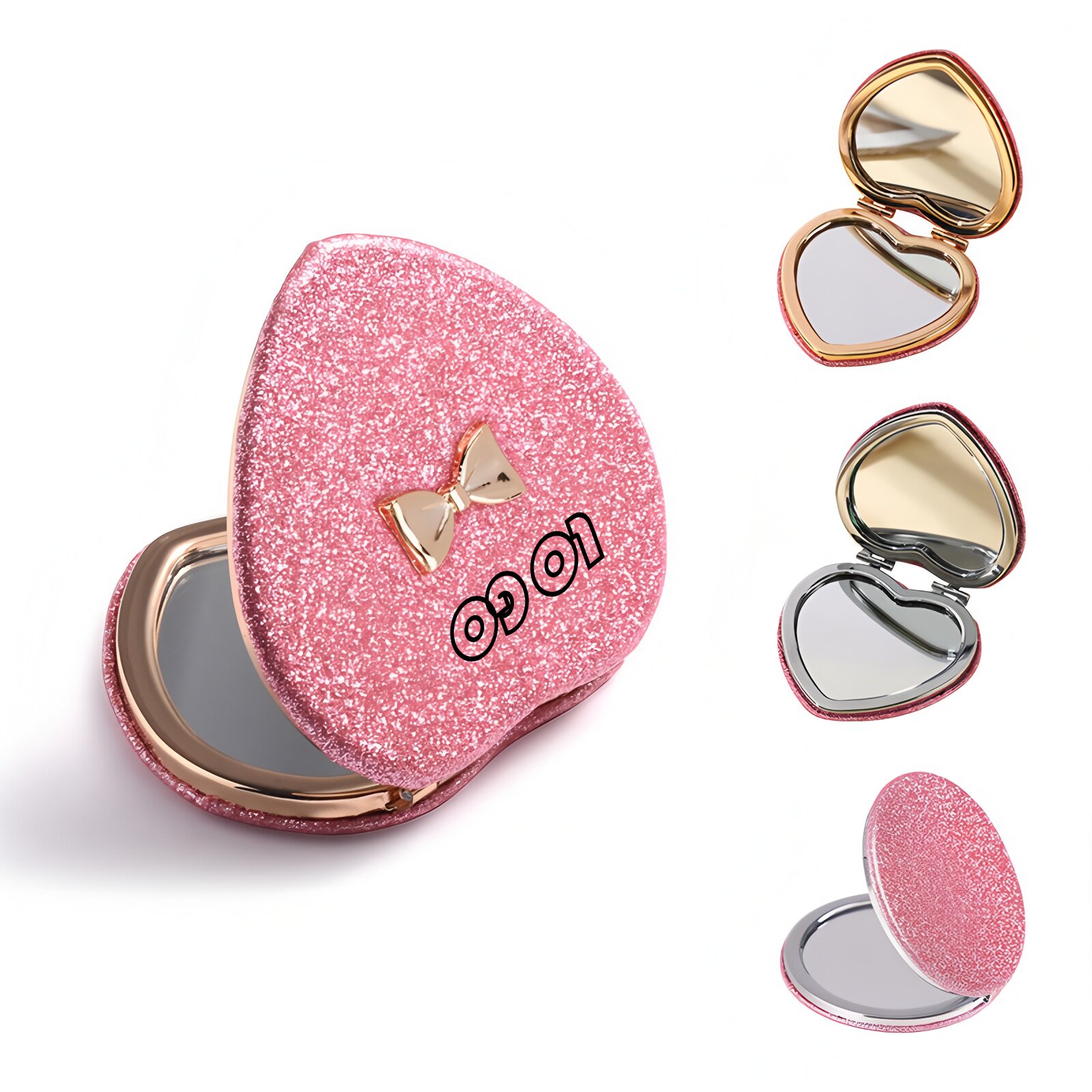 Custom Glitter Heart Compact Mirror