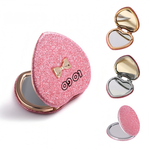 Custom Glitter Heart Compact Mirror