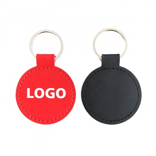 Custom Round PU Leather Keychain