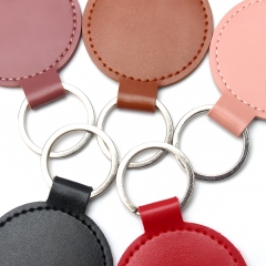 Custom Round PU Leather Keychain