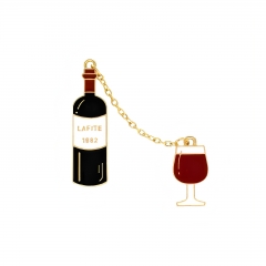 Cute Drink & Beverage Linked Enamel Pin Set