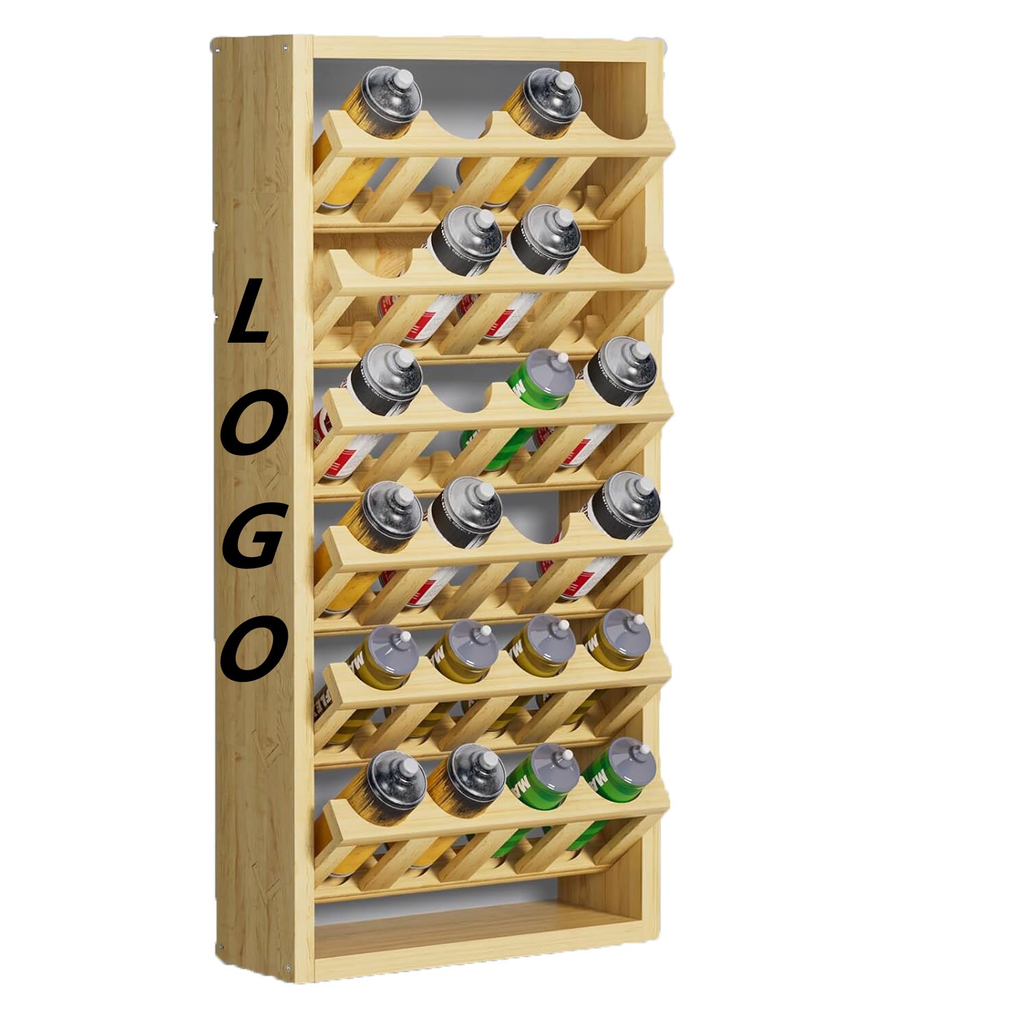 Wall Mount Wooden Aerosol Spray Can Organizer Rack