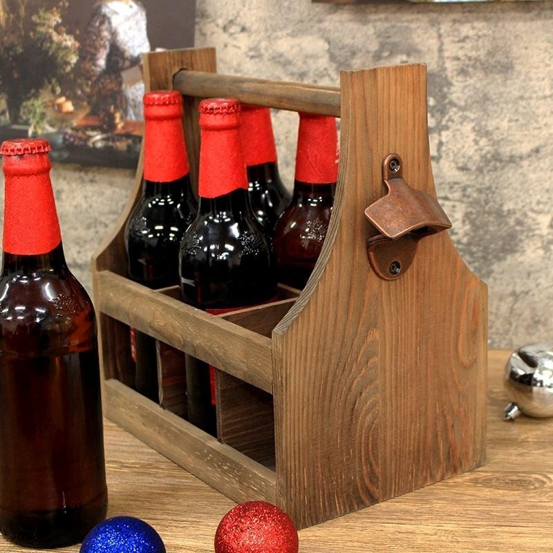 Rustic Wood Beer Carrier Tote