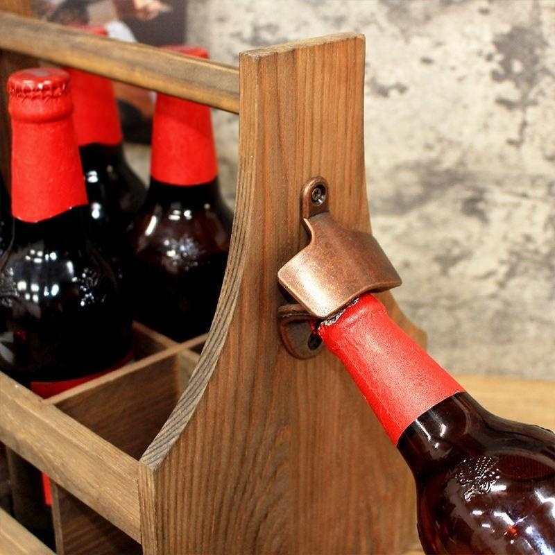 Rustic Wood Beer Carrier Tote