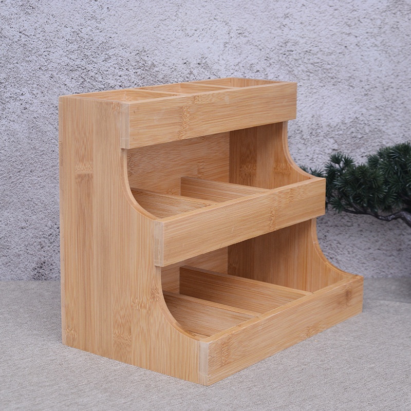 Bamboo Countertop Tea Packet Caddy Rack