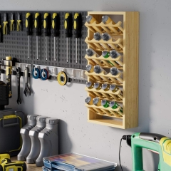 Wall Mount Wooden Aerosol Spray Can Organizer Rack