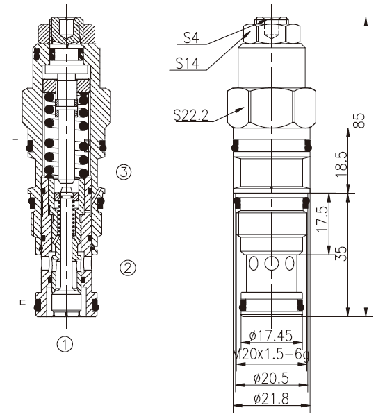 SUN CBCG 4.5:1 PILOT RATIO, STANDARD CAPACITY COUNTERBALANCE VALVE