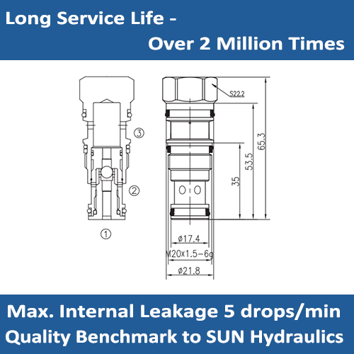 E-CSAD Single ball shuttle valve with signal at port 2