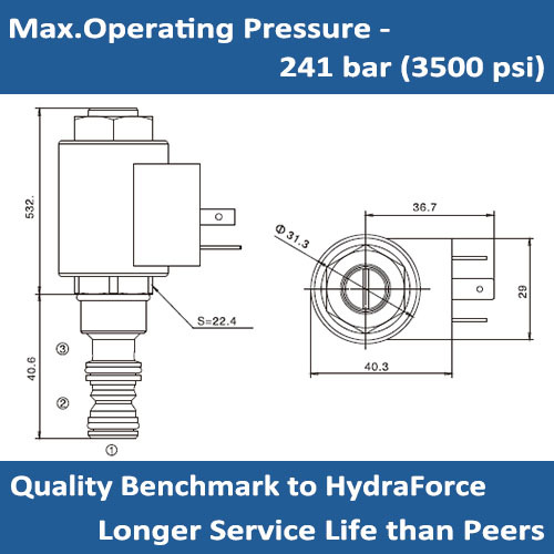 E-EHPR08-33 Proportional pressure reducing/relieving cartridge valve