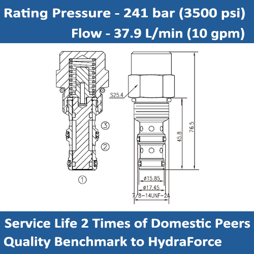 E-PD10-35 HYDRAULIC PILOTED DIRECTIONAL VALVE (Internal Vent - Normally Open)