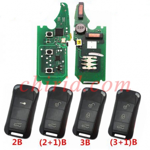 Porsche keyless Cayenne remote key with PCF7942(HITAG2) with 434mhz &LED light with 2 ,2+1,3,3+1button key shell , please choose
