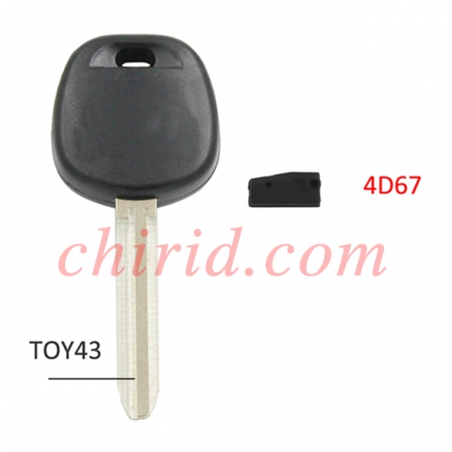 Toyota Transponder key With  version  4D67 Soft plastic handle and cupronickel key blade