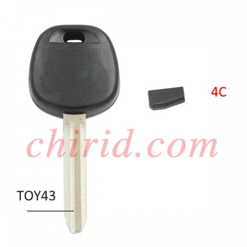 Toyota Transponder key with 4C chip inside Soft plastic handle and cupronickel key blade