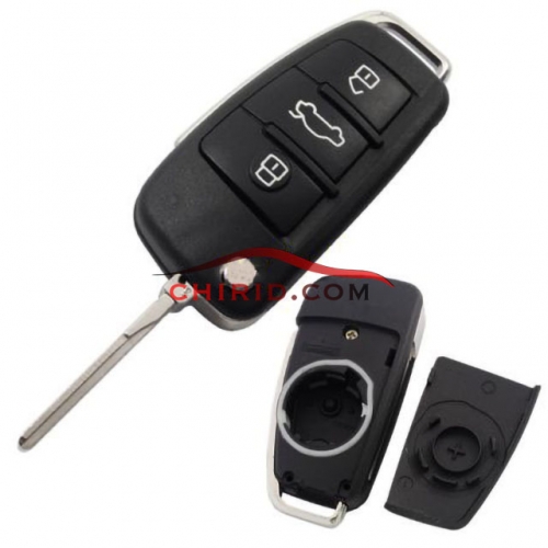 Audi 3 button flip key blank with HU66 blade