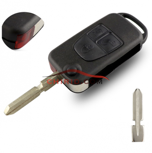 Benz 3 Button Flip Remote key Shell with 4 track  HU39 blade