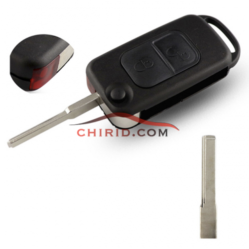 Benz 2 button flip key remote key blank with 2 track HU64 blade