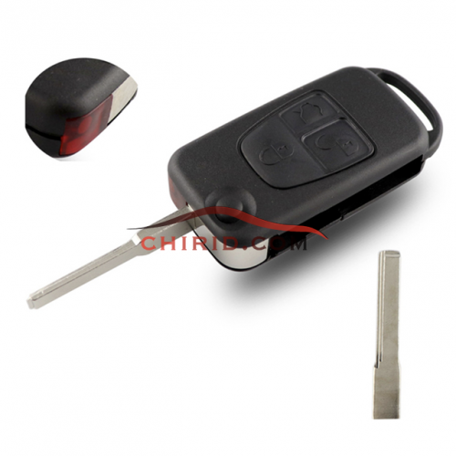 Benz 3 Button Flip Remote key Shell with 2 track  HU64 blade