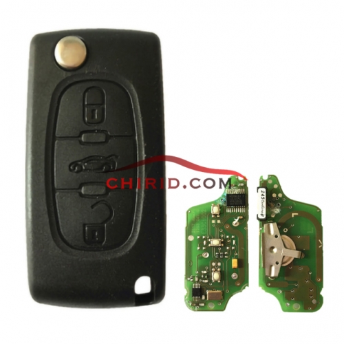 Original Citroen 0523 Remote key 3 buttons PCF7941 E33C1002 FSK   Original PCB board and aftermarket key shell