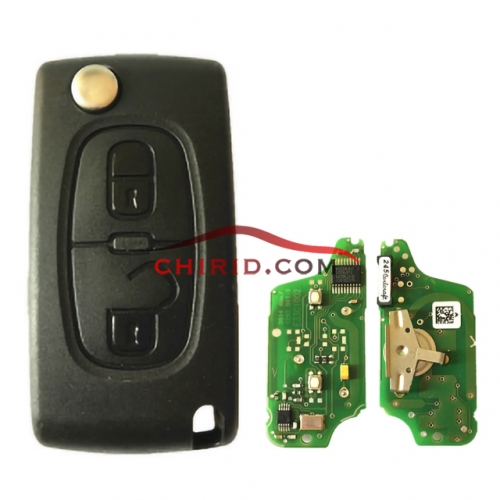 Original Citroen Remote key 2 buttons CE0523 PCF7941 E33C1002 FSK  Original PCB board and aftermarket key shell