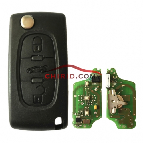 Original Citroen 0523 Remote key 3 buttons PCF7941 E33C1002 ASK   Original PCB board and aftermarket key shell