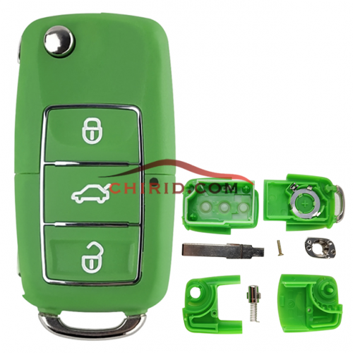 VW 3 button   waterproof  remote key blank （green）