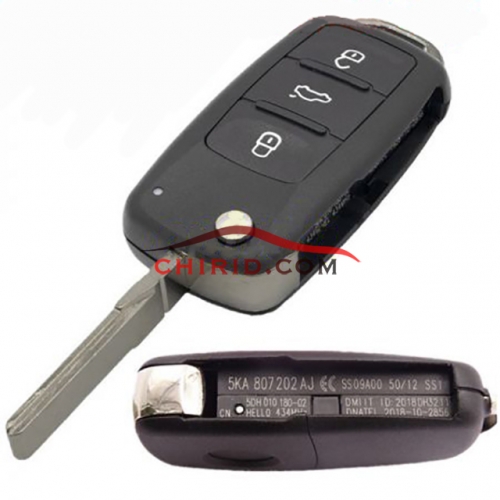VW keyless 3 button remote key with 434mhz                   Model number is 5KO-959-753-AG  /  5KO-837-202AJ